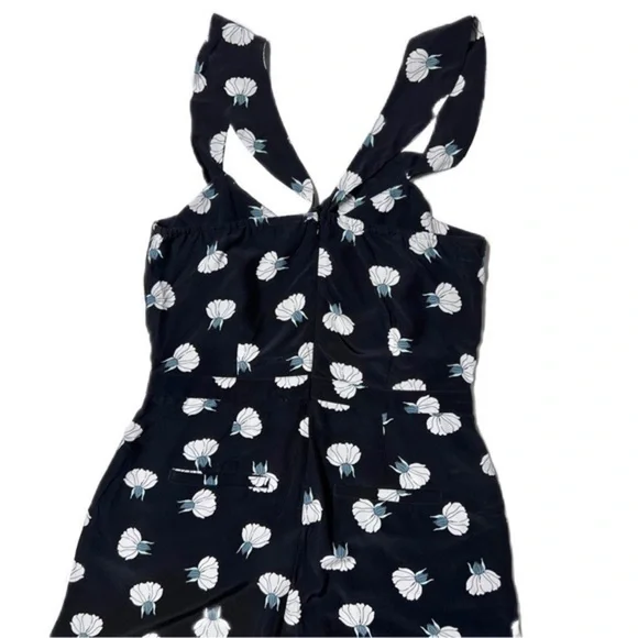 LOFT Lotus Floral Blue Jumpsuit Ruffle Sleeves Wide Leg Pockets Blogger Fav 4 - Picture 8 of 13